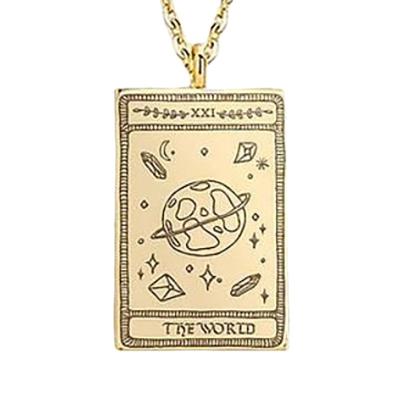 China FASHIONABLE Customized Stainless Steel Tarot Necklace Sketch Pattern Tarot Card Pendant Chain Necklace for sale