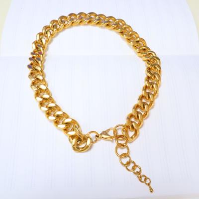 China TRENDY Customized 18Kgold Plated Stainless Steel Chain Necklace Hip Hop Titanium Steel Necklace for sale