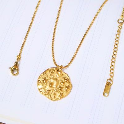 China TRENDY Fashion 18K Gold Plated Stainless Steel Pendant Necklaces Shell Starfish Pattern Pendant Necklaces for sale