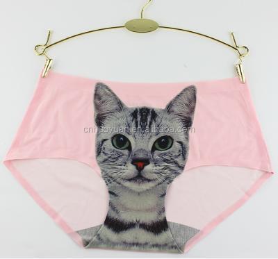 China Breathable seamless 3D factory printing coloful ladies boxer /ladies cat prints panties for sale