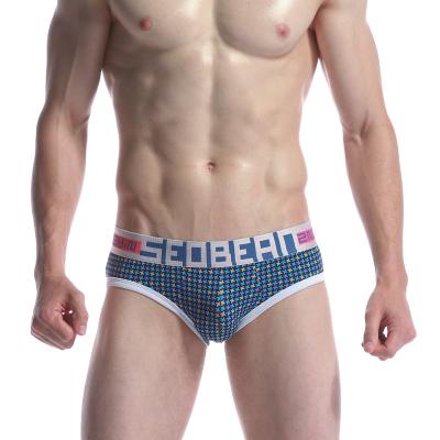 China Breathable Comfortable Printing OEM Service Customized Knitted Cotton Mens Briefs Underwear for sale