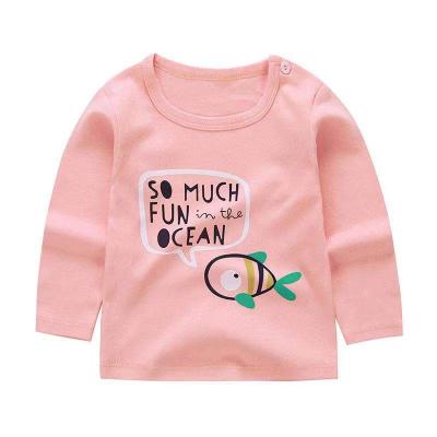 China QUICK DRY Cotton Children T-shirt Baby Girl Round Neck Long Sleeve Combed Top for sale