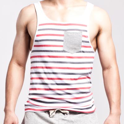 China QUICK DRY Stripe Printing High Quality Clothing Round Neck Mens Vest for sale