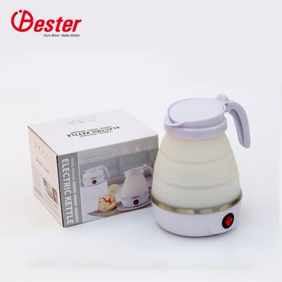 China Travel 600ml Collapsible White Collapsible Kettle Mini Folding Electric Collapsible Silicone Outdoor Portable Kettle for sale