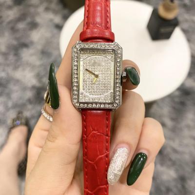 China Luxury Chronograph CC Watches Rose Gold And Brown Pocket Watch With Bling Leather For Women Rep Copy Folded for sale