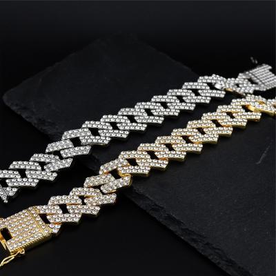 China Hiphop Width 20mm Good Quality Hip Hop Moissanite Pendants Iced Out Real Gold Cuban Link Chain for sale