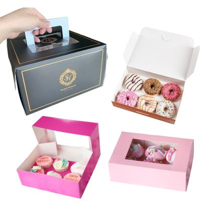 China Recyclable Wholesale Custom Printed Clear Personalized Reusable Windowed Shaped Donut Bread Gift Package Paper Cupcake Boxes With Inserts for sale