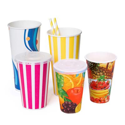 China 15 16 20 22 24 30 32 40 Ounce Recyclable Large Smoothie Cups with Dome Lids for Water Beer Drinks Eggnog Soda Cola Juice Paper Cup for sale