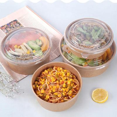 China Custom Printing Craft 32oz Disposable Wrapping Paper Disposable Food Noodle Soup Packaging Take Away Paper Salad Bowl With Lid for sale