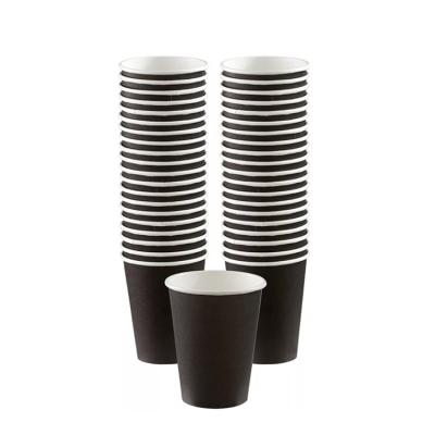 China Logo 8oz 14oz Recyclable Biodegradable Black Juice Coffee Packaging Double Layer Customization Paper Cups With Lid Sleeve Graphic for sale