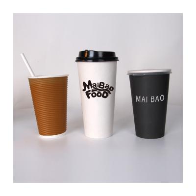 China Recyclable Custom High Quality Copy Personalized Espresso Disposable Takeaway Hot Drinks Cappuccino Paper Coffee Cups With Lids 16 Ounce for sale