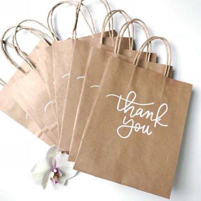 China Recyclable Wholesale Customized Size Printing Logo Fancy Thank You Paper Bag Special Wedding Day Personalized Favor Gift Bag With Handles for sale