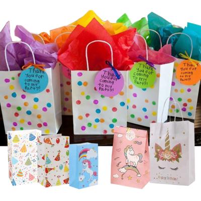 China Recyclable Custom Printing Unique Birthday Party Favor Candy Goodie Bags Treat Sweet Paper Bag for sale