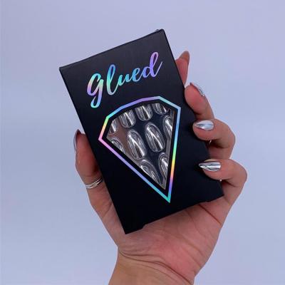 China Small Recyclable Printed Art Card Display Hard Cardboard Gift Jewelry Packaging Cardboard Paper Boxes For Artificial Nails Tip Polish Brush for sale