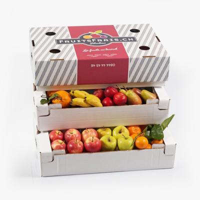 China Recyclable Cardboard Paper Cardboard Corrugated Packaging For Orange Pomegranate Kiwi Dragon Fruit And Vegetable Packing Box for sale