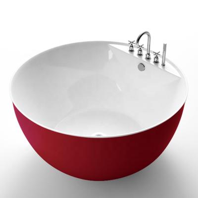 China Body Soaking Bowl 2021 Freeform Customized Adult Freestanding Bathtub Small Hotel Luxury Home Red Round Bathtub for sale