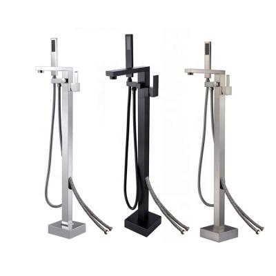 China With Free Standing Square Bathtub Shower Faucet New Design Slide Bar Bathtub Faucet Luxury Floor Stand With Hand Shower for sale