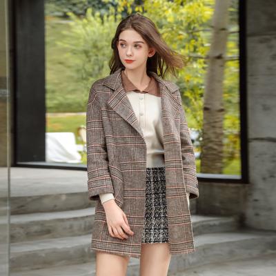 China Autumn and winter new women's breathable lapel check double-sided woolen coat for sale