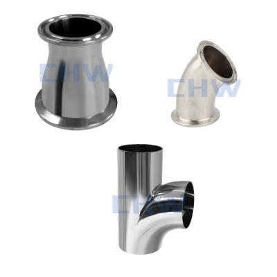 China High Quality 90D Stainless Steel Clamped Food Sanitary SS304 SS316L 1 Inch Playground Pipe Fitting for sale