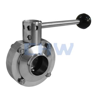 China Food Sanitary High Quality Sanitary Stainless Steel Manual Welded Butterfly Valve for sale