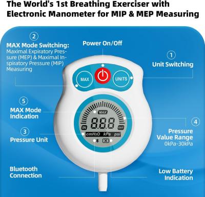 China Aplicación Conectividad Entrenador de pulmón Entrenador de respiración Ejercicios de capacidad pulmonar para practicantes de respiración y respiratoria en venta