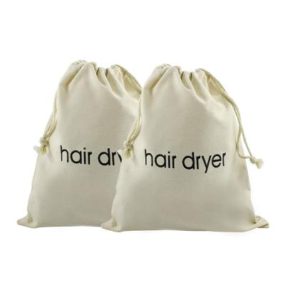 China OEM Reusable Custom Hotel Hair Dryer Storage Canvas Drawstring Bags With Embroidery Logo for sale