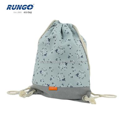 China Custom Drawstring Bag China Factory Eco-friendly Printed Natural Cotton Sport Backpack Drawstring Bag for sale