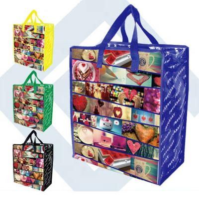 China Reusable Custom Colorful Printed Jumbo Bag , School Woven Luggage Recycled PP Woven Bags for sale