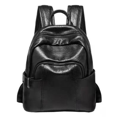 China Recyclable Custom Casual Shoulder Leisure PU Black Leather Backpack Eco Friendly Supplier for sale