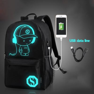 China With USB Fashion USB Backpack Luminous Glow In The Dark Laptop Bag for sale