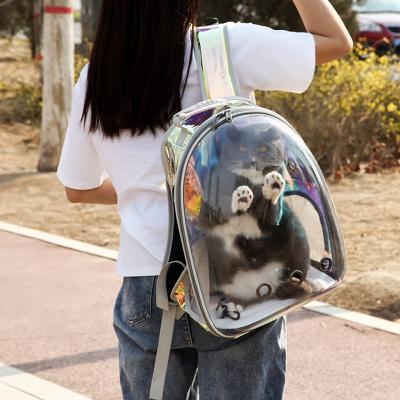 China Eco-friendly Pet Bags Transparent Laser Shell Backpack Pet Carrier Bag Travel Motorcycle Pet Carriers Tank Bags for sale