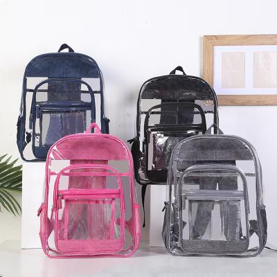 China 2021 Wholesale Travel PVC Backpack Waterproof Waterproof Transparent Purses For Girl for sale