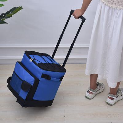 China High Quality Outdoor Wholesale Large Capacity Foldable Oxford Picnic Cooler Box Bag Trolley Cart With Grocery Cooler Bag for sale