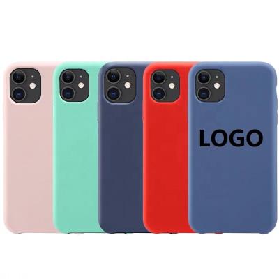 China Anti-fall wholesale price iPhone silicone mobile case for iPhone cover silicon case with original official logo for iPhone for sale