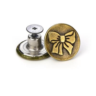 China Customized Viable Metal Replacement Lattice Brass Button No Sew Snap Button Jean Button Pins Detachable for sale