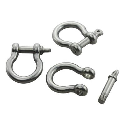 China Screw Pin Bow Shackle Bow Shackle Safety Bow Shape With Nut 304 Stainless Steel AISI316 Shackle Hardware Rigging Fittings for sale