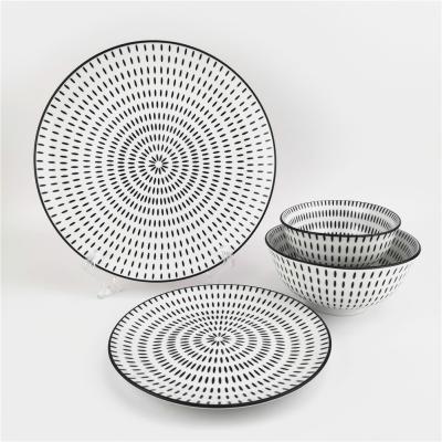 China Sustainable High Quality Fiber Dinnerware Dish Plate Ceramic Dinner Sets Porcelain for sale