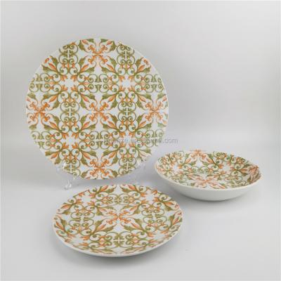 China Viable Porcelain China Restaurant Dishes Padded Print Dinnerware Sets Porcelain Dinner Set 18PCS Dinnerware for sale