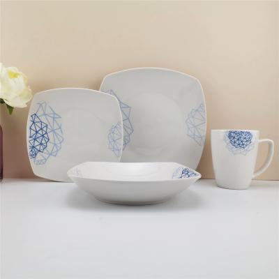 China Viable Linyi Queenza 24 Piece Dinner Sets, Cheap White Square Dinnerware Dinner Set Porcelain Promotion for sale