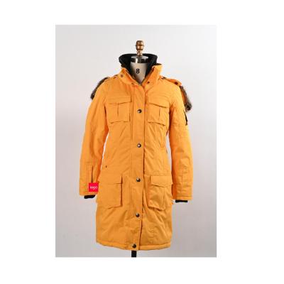 China New QUICK DRY Low Price Customized Cold Proof Polyester Long Down Jacket Yellow Coat Jacket for sale