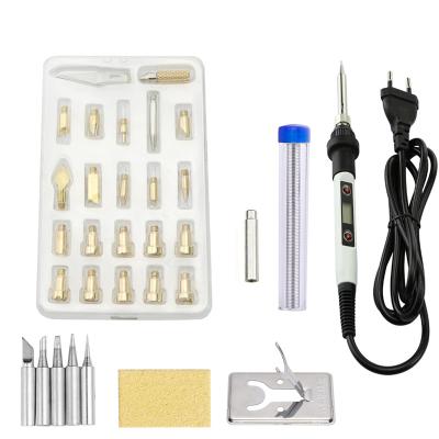 China Pencil Grip 32in1 80W Wood Burning Carving Pyrography Pen Kit Adjustable Temperature Soldering Iron Welding Wood Embossing Burning Repair Se for sale