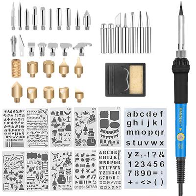 China Pencil Grip 46in1 60W Wood Burning Carving Pyrography Pen Kit Adjustable Temperature Soldering Iron Welding Wood tools Burning Repair Set for sale