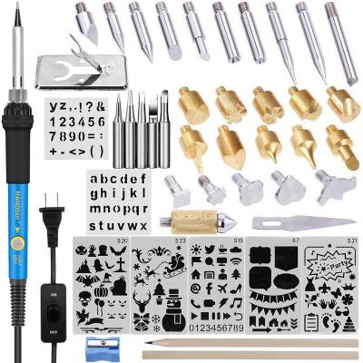 China Pencil Grip 47 in1 60W Wood Burning Carving Pyrography Pen Kit Adjustable Temperature Soldering Iron  wood Welding Burning tools for sale