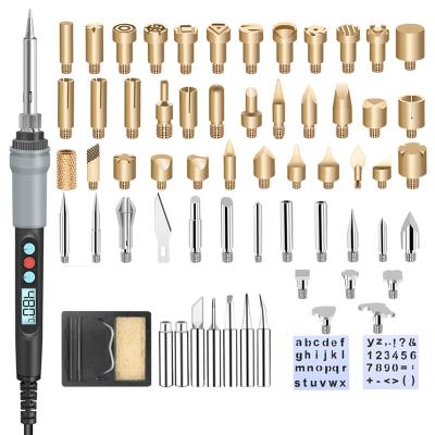 China Pencil Grip 63pcs  90W Wood Burning Carving Pyrography Pen Kit Adjustable Temperature Soldering Iron Welding Wood tools Burning Repair Set for sale