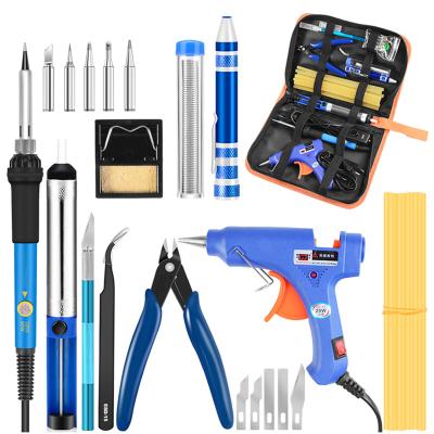 China Pencil Grip handskit 936 60W Soldering Iron with  20w hot melt glue gun  cutter diy soldering  Welding Repair Tools bag for sale