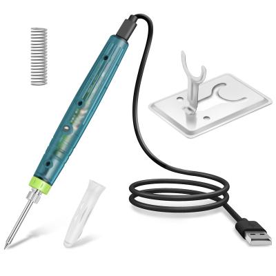 China Pencil Grip 8W USB Soldering Iron Set Adjustable Temperature Ceramic Core Heating Portable Home Welding Solder Repair Tools for sale