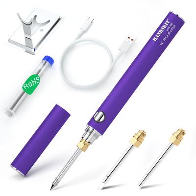 China Pencil Grip Battery Soldering Iron Set Adjustable Temperature 8W Ceramic Core Heating Portable Home Welding Solder Repair Tools for sale