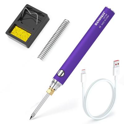 China Pencil Grip Wireless Battery Soldering Iron Set Adjustable Temperature 8W Ceramic Core Heating Portable Home Welding Solder Repair Tools for sale