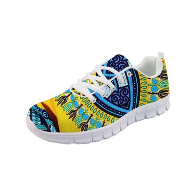 China Fashion\African Tribal Comfortable\Durable\Breathable\Lit Kente Print Fashion Sport Women Sports Shoes Sneakers For Women Custom Logo Image Sport Shoes Woman Girls for sale