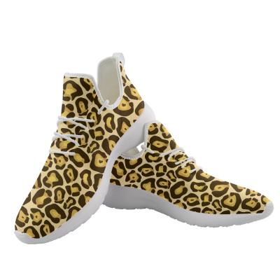 China CUSHIONING lightweight women sneakers shoes ladies casual flats fashion shoes leopard printed youth girls lace up shoes for sale